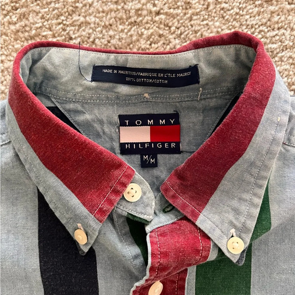 Vintage Tommy Hilfiger Multicolored Button-Down Long Sleeve 100% Cotton - Picture 2 of 8